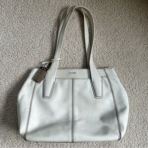Tumi Ivory Leather Shoulder Bag Perfect For Traveling